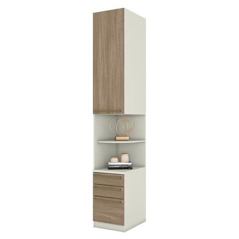 Mesa de Cabeceira Modulada Predileto 1 Porta e 3 Gavetas Areia/Jequitibá - Móveis Henn