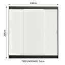 Ver imagem 3 de Guarda-Roupa Casal Madesa Reno 3 Portas de Correr Preto/Branco Cor:Preto/Branco
