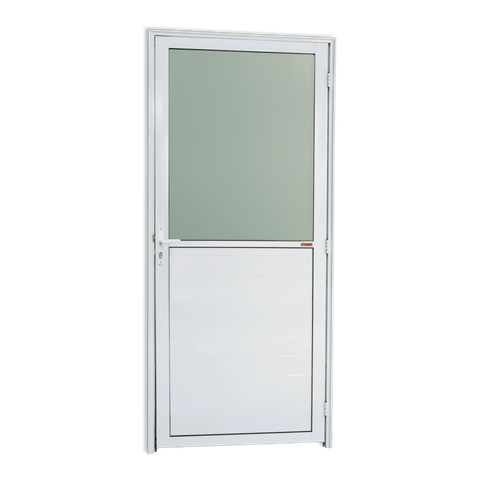 Porta Alumínio Meia Lambril Meia Vidrao e.Branco 90 V.Boreal Brimak