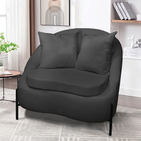 Poltrona Decorativa Orgânica Pé de Metal Preto Zaya Bouclê C05 - D’Rossi