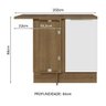 Balcão de Canto Madesa Lux 1 Porta 60 cm Profundidade (Com Tampo) Rustic/Branco Veludo - 3
