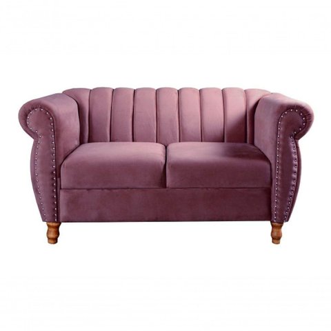 Sofá Realeza 2 Lugares 146cm Roxo Veludo Clássico Bella Decor