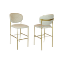 Ver imagem 3 de Banqueta Ayla Dourado Tecido Boucle Bege - Metal