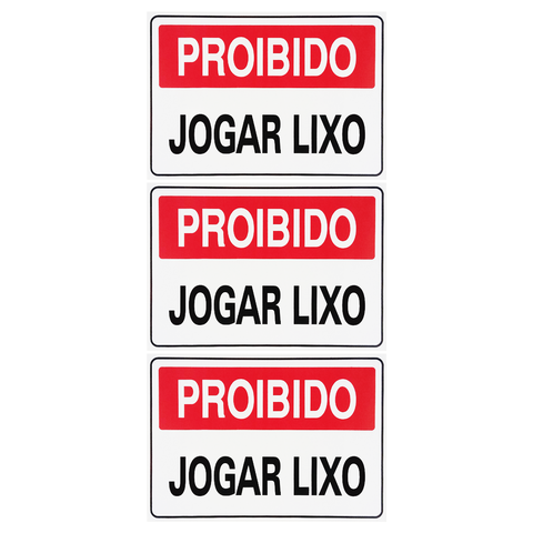 Combo 6 Placas De Sinalização Proibido Jogar Lixo 30x20 Acesso - P-10 F9e