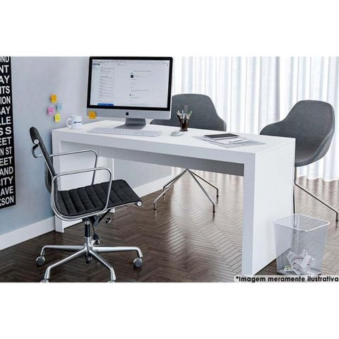 Mesa de Computador Solteiro Office Branco Politorno
