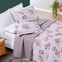 Ver imagem 4 de Kit Cobre Leito Colcha Celi Casal Padrão Dupla Face Micropercal 200 Fios 3 Peças - Palha Florido