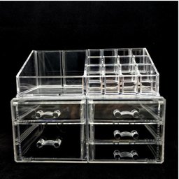 ORGANIZADOR DE MAQUIAGEM ACRILICO 5 GAVETAS 16 DIVISORIAS PORTA BATOM COSMETICOS PINCEIS CAIXA PARA  - 6