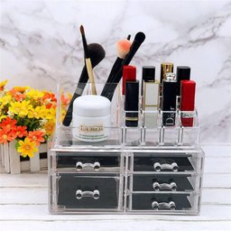 ORGANIZADOR DE MAQUIAGEM ACRILICO 5 GAVETAS 16 DIVISORIAS PORTA BATOM COSMETICOS PINCEIS CAIXA PARA  - 4