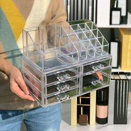 ORGANIZADOR DE MAQUIAGEM ACRILICO 5 GAVETAS 16 DIVISORIAS PORTA BATOM COSMETICOS PINCEIS CAIXA PARA  - 7