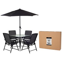 Conjunto De Jardim Chicago Preto Com Ombrelone Mor Life - 2