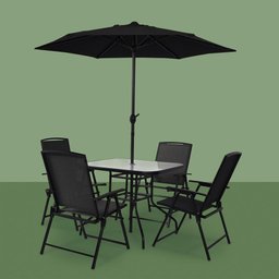Conjunto De Jardim Chicago Preto Com Ombrelone Mor Life - 10
