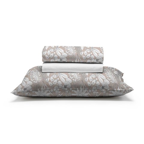 Jogo de Cama Solteiro Algodão 130 Fios 3 Peças Estampado