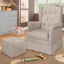 Ver imagem 2 de Poltrona Inês com Puff 67cm Suede Bege - Sallar Home