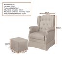 Ver imagem 3 de Poltrona Inês com Puff 67cm Suede Bege - Sallar Home