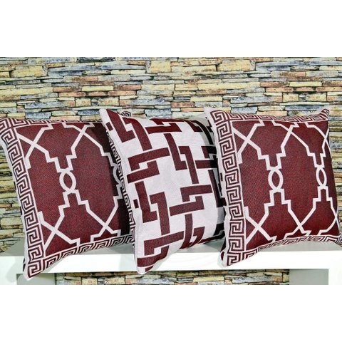 Kit Capas de Almofadas Rústico Dupla Face 3 Peças - Isis Arte & Tear Kit Capa de Almofada