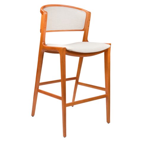 Banqueta Cyndi 53cm Madeira Maciça | Factor Off White - Sallar Home