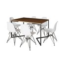 Ver imagem 6 de Mesa Industrial Jantar Retangular 137X90Cm Amêndoa Base V Com 6 Cadeiras Brancas Ferro Amendoa