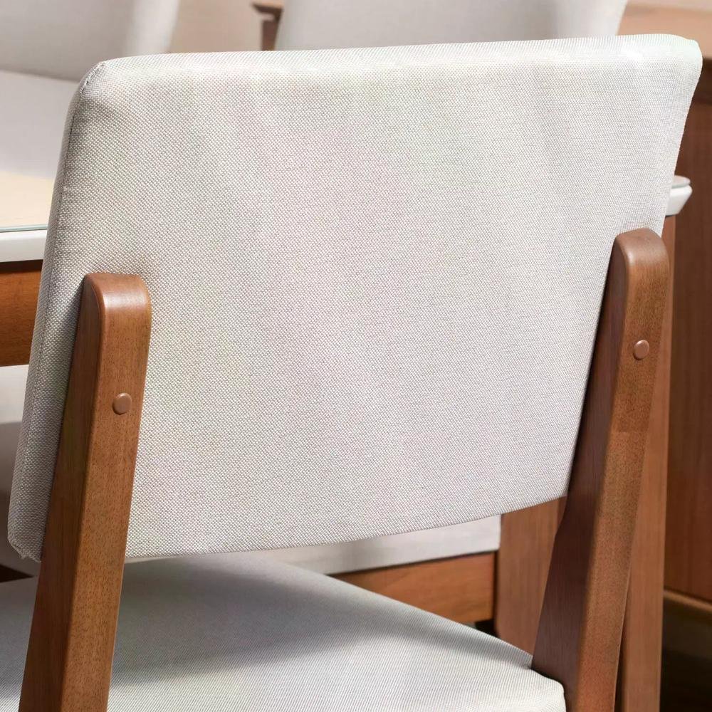 Conjunto de Jantar Mesa 6 Cadeiras Ella - Natural C/ Off White - 5