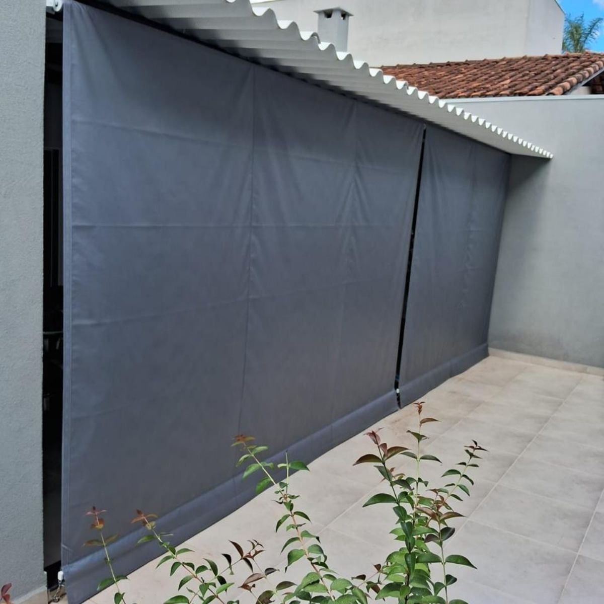 Kit Toldo Cortina Retrátil 2,50x3,50 Cor Cinza:cinza