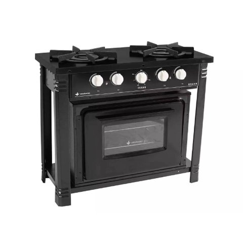 Fogão Industrial Venâncio Bravo 2 Bocas com Forno 98 Litros Baixa Pressão Preto BR2B + BRF2