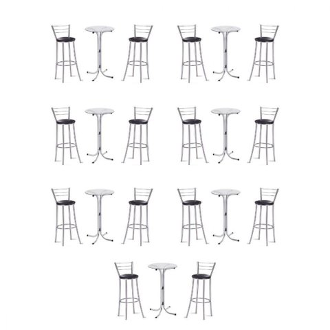 Kit 7 Bistros Com 7 Banquetas Cromadas