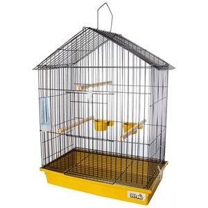 Gaiola para Calopsita Teto Aramado Black/amarelo Pet Piu Jel Plast
