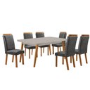 Ver imagem 6 de Mesa Copper 6 Lugares MDF Vidro com Cadeiras Lorena Linho Grafite 180cm Moderna