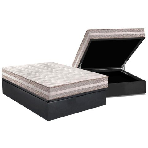 Cama Box Baú Casal: Colchão Ortopédico Paropas D33 / Ag65 Confort + Base Crc Suede Gray(138x188)