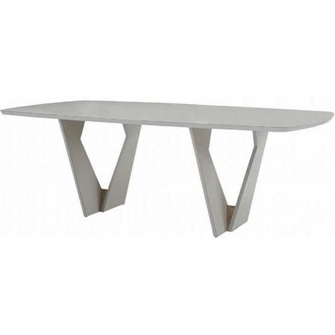 Mesa de Jantar Kamerik Base Off White Tampo de Vidro 190cm - 62296