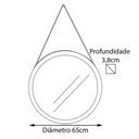 Ver imagem 4 de Espelho Redondo 65cm com Tira de Couro Madeira Maciça Brown