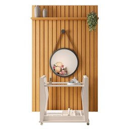 Painel Ripado You 1.3 com Carrinho Lord Cinamomo/Off White e Espelho Spendido - HB Móveis - 1