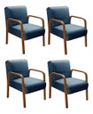 Ver imagem 1 de Kit 04 Poltronas Cadeiras Decorativas Anita Para Sala Mesa De Jantar Quarto Recepção - Linho Azul