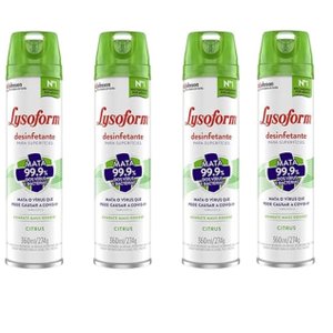 Kit 4 Pçs Lysoforme 360ml Citrus Desinfetante Superfícies