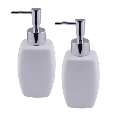 Jogo 2 Porta Sabonetes Líquido Porcelana Branca 290ml - Tuut