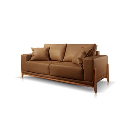 Sofá 2 Lugares Fixo Living Bellagio Couro Caramelo 2,3m - 1