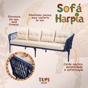 Ver imagem 3 de Sofá 2,06m em Aço e Corda Náutica Azul Harpia Assento e Almofadas Tecido Bege