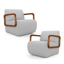 Ver imagem 1 de Kit 02 Poltronas Decorativas Orgânica Living Kavya Linho Cinza Claro - Desk Design
