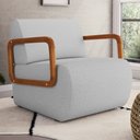Ver imagem 2 de Kit 02 Poltronas Decorativas Orgânica Living Kavya Linho Cinza Claro - Desk Design
