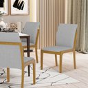Ver imagem 2 de Cadeira Livia Madeira Maciça Estofada para Mesa de Jantar Linho Cinza 407