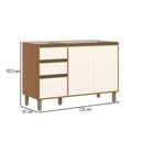 Ver imagem 4 de Balcão de Cozinha para Pia 120 cm Venaly 3 Portas 2 Gavetas Cinamomo/Off White - Henn