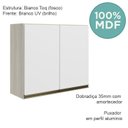 Ver imagem 4 de Armario Aereo 2 Portas Mdf 80 Cm Kali 12211 Bianco Toq Branco Uv Nicioli