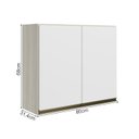 Ver imagem 3 de Armario Aereo 2 Portas Mdf 80 Cm Kali 12211 Bianco Toq Branco Uv Nicioli