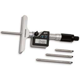 Micrômetro de Profundidade Digital com Hastes Intercambiáveis - Cap. 0-300 Mm - Base 101,5 Mm - 12 H - 1
