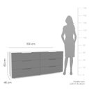 Ver imagem 3 de Cômoda Madri com 6 Gavetas 150x63cm Cinza/Branco 250698
