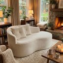 Ver imagem 1 de Sofá Orgânico Curvo Feijão Confortável Sala Estúdio Amore Bouclê Off White - Montanari's Decor