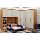 Ver imagem 1 de Quarto Modulado Rizon 6 Peças (1 Armário Ponte + 1 Closet + 3 Guarda Roupas + 1 Complemento) QC213 F