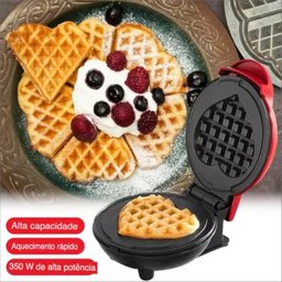 Forma de Waffle Elétrica Mini Formato Coração 550w 110v - 4