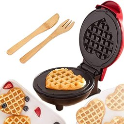 Forma de Waffle Elétrica Mini Formato Coração 550w 110v - 3