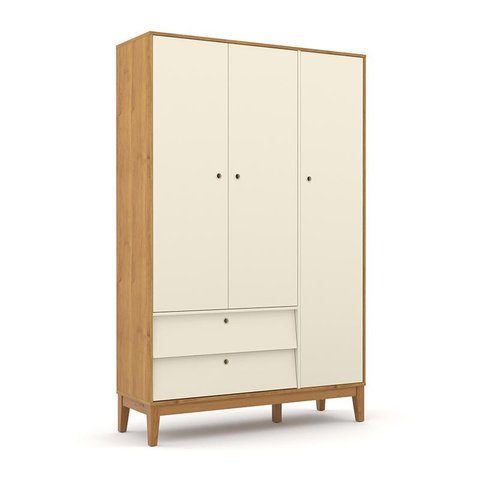Guarda Roupa Infantil 3 Portas e 2 Gavetas Unique Freijó/Off White/Eco Wood - Matic Móveis
