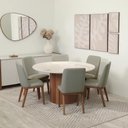 Ver imagem 1 de Conjunto de Jantar Mesa Redonda com Vidro 6 Cadeiras Kalina - Canella C/ Carbono